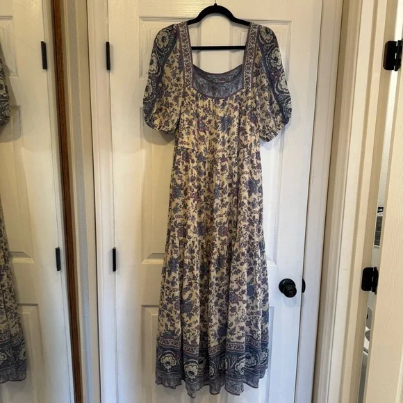 Spell And The Gypsy Collective Floral Puff  Sleeve Maxi Dress Blue Size S Boho - Picture 4 of 16